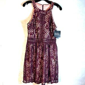 by & by dress NWT Bordeaux Size 11 Lace Sleeveless Party Red Purple Cocktail